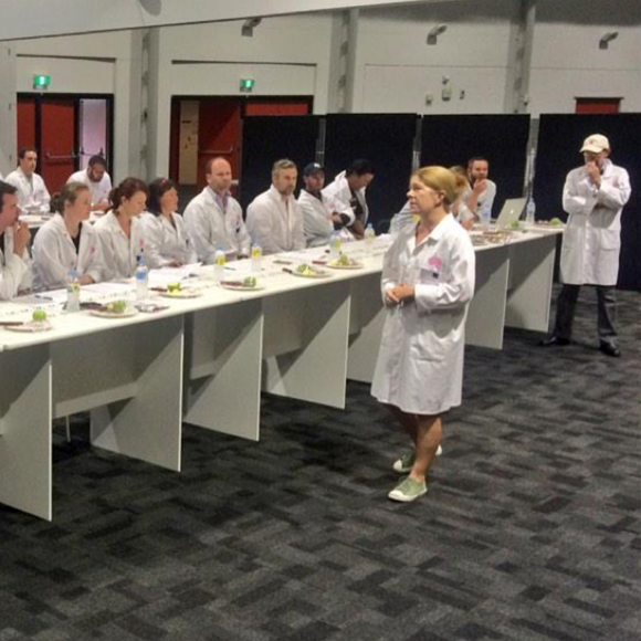 Samantha Connew Chair of Judges of the Macquarie Group Sydney Royal Wine Show address the Judging panel Image Courtesy of Regan Drew 