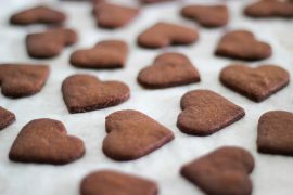 Photo of chocolate heart shaped cookies