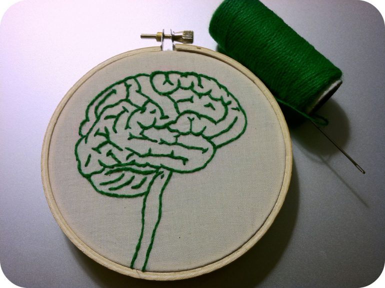 Picture of a brain needlework